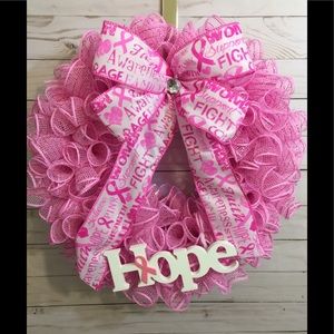 Breast Cancer Awareness Hope Wreath.